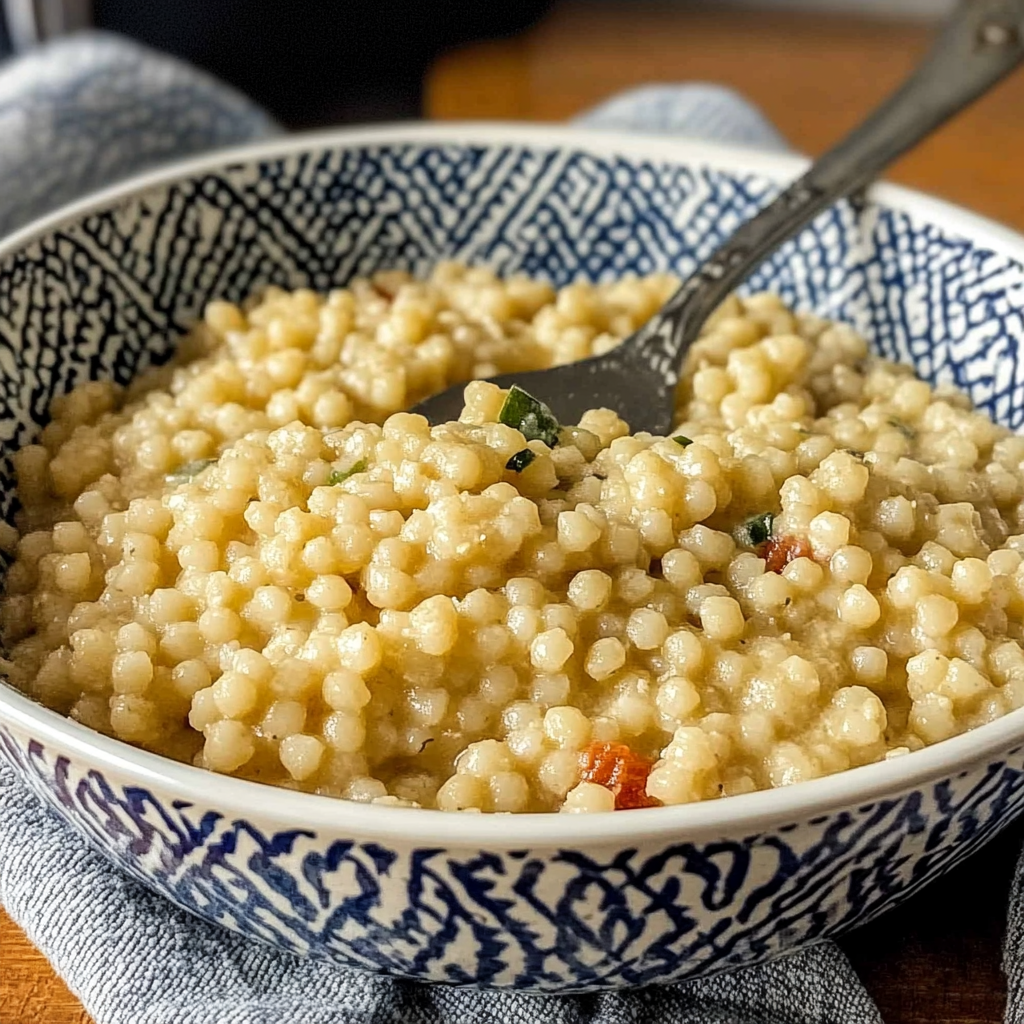 Best Pastina Recipe – A close-up of pastina pasta cooking in a pot of homemade broth.