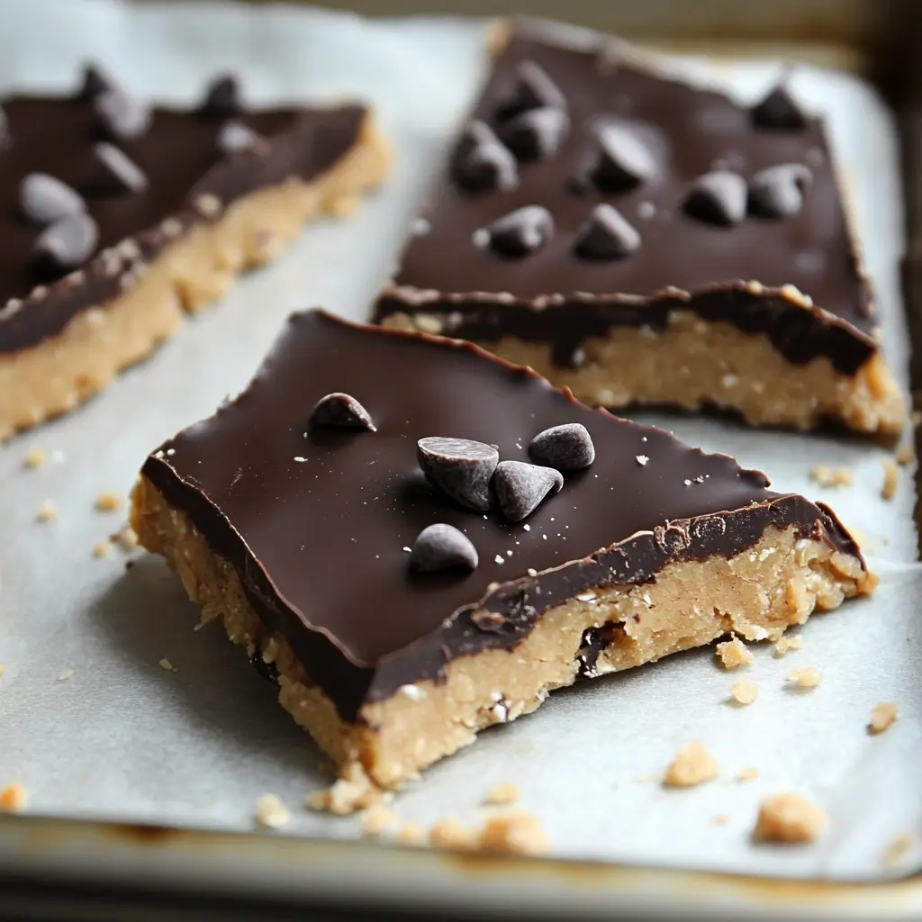 5-Ingredient Cookie Dough Bark – Remarkable Treat in 7 Minutes 7 Chocolate chip 5-ingredient cookie dough bark on white parchment