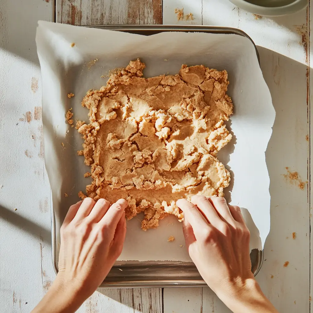 5-Ingredient Cookie Dough Bark – Remarkable Treat in 7 Minutes 10 pressing cookie dough bark into tray