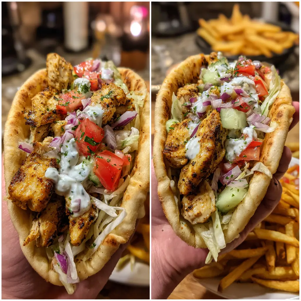 20-Minute Air Fryer Chicken Gyros Recipe That Packs Big Flavor Fast 7 Golden air-fried chicken gyros in warm naan with fries, tzatziki, and fresh veggies – ready in 20 minutes