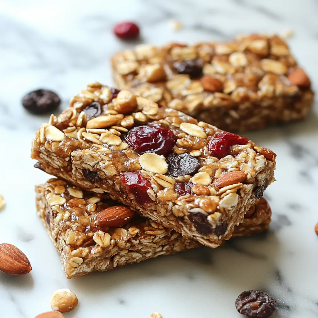 5-Ingredient Granola Bars No-Bake with oats, cranberries, and almonds