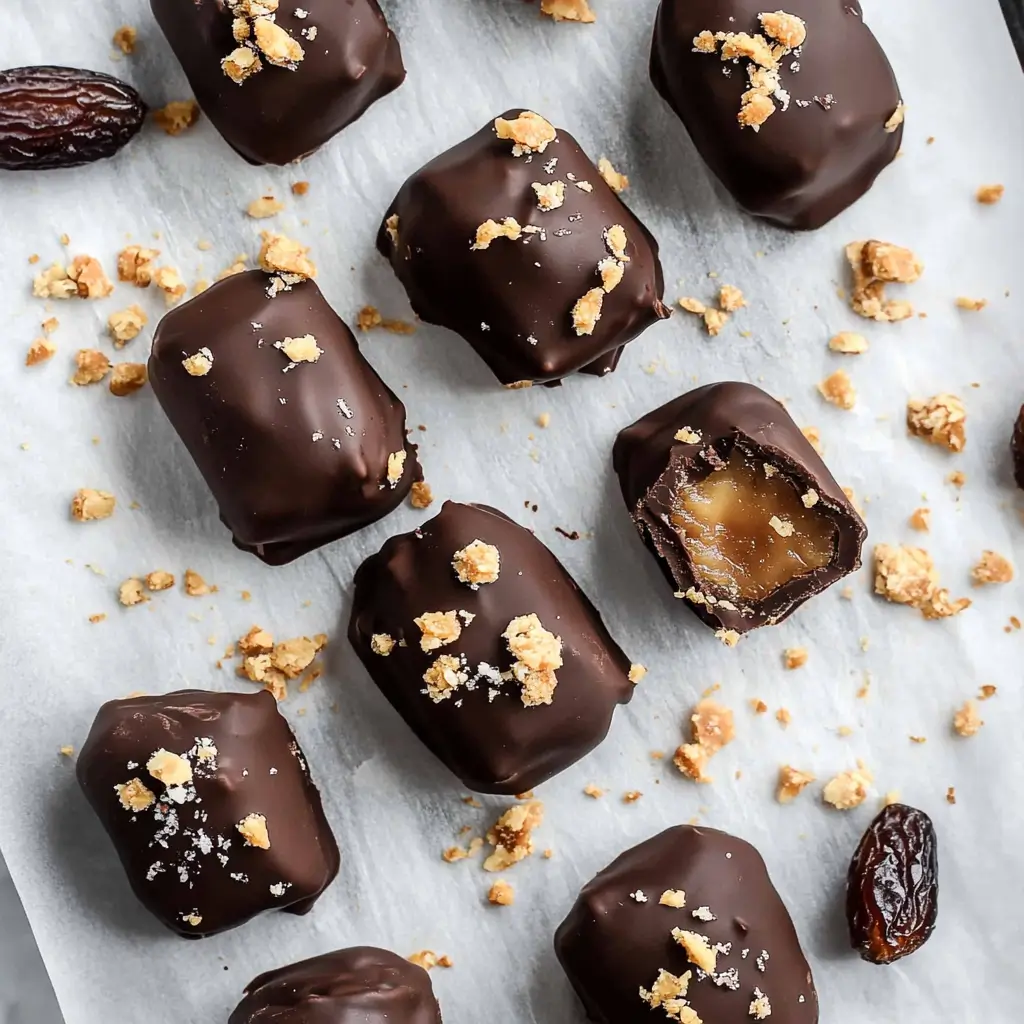 5-Ingredient Snickers Date Bites – Better Than Candy | 5-Minute Treat 7 Homemade 5-Ingredient Snickers Date Bites arranged on a plate
