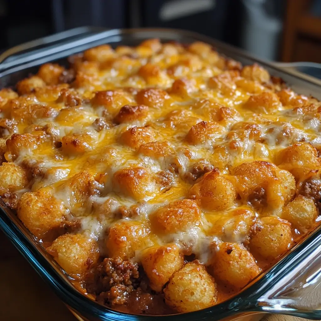 5-Ingredient Tater Tot Casserole – Ultimate Easy Dinner (Cheesy!) 6 5-ingredient tater tot casserole with melted cheddar and crispy tots