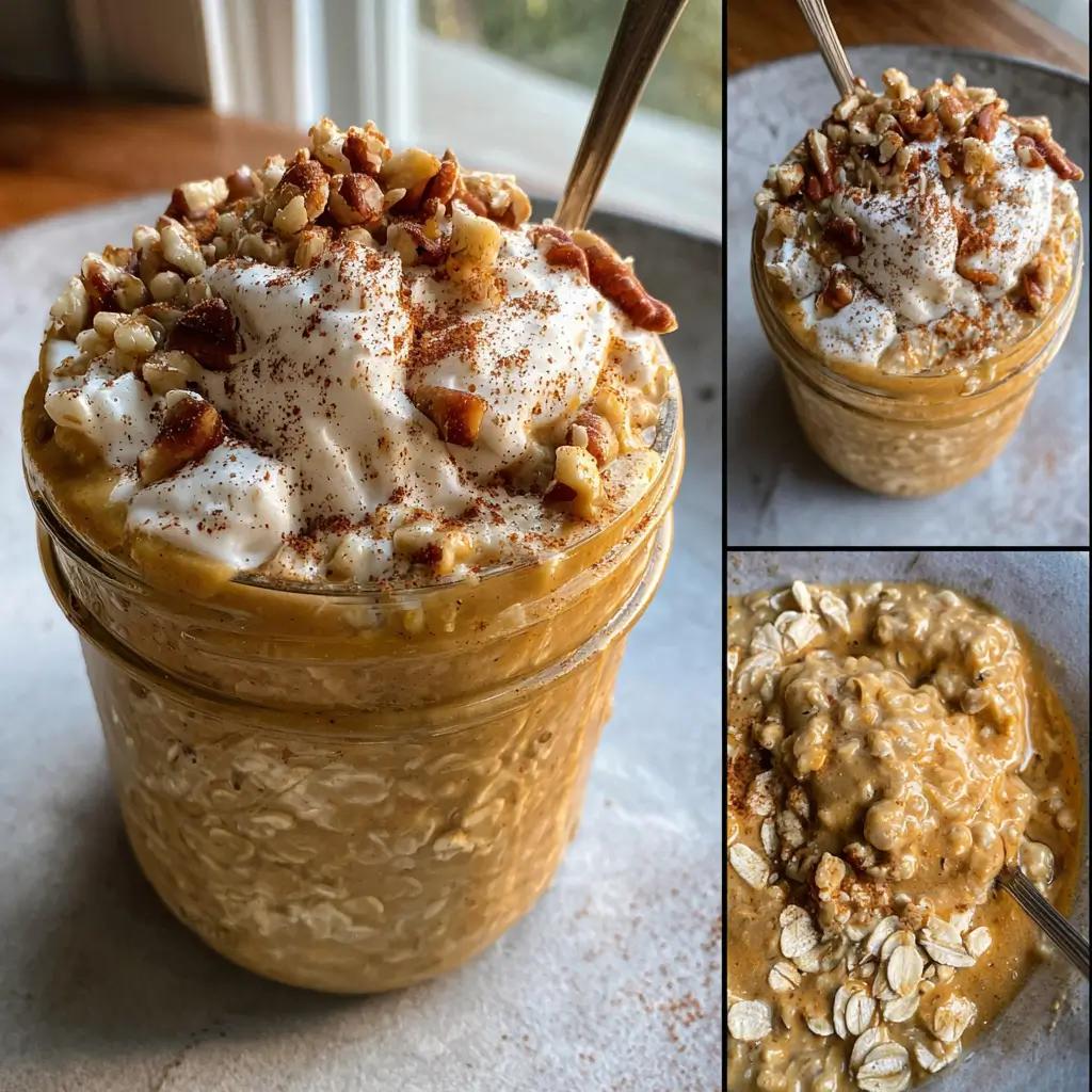 Pumpkin Overnight Oats – 5-Min Fall Breakfast You’ll Love 8 Pumpkin overnight oats in a jar topped with whipped cream, pecans, and cinnamon