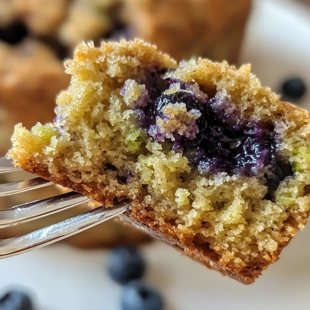 Blueberry Zucchini Bread Recipe – Moist & Irresistible 9 Close-up of a fork holding a moist bite of blueberry zucchini bread with juicy berries