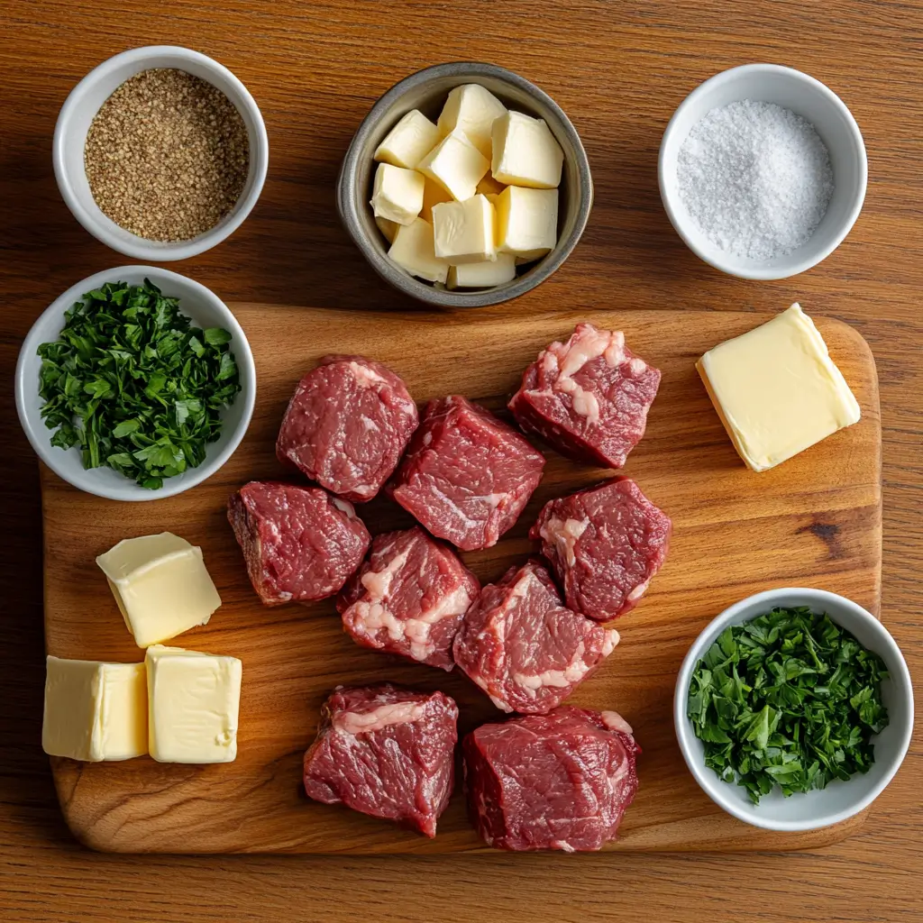 5-Ingredient Crockpot Steak Bites – Amazing Flavor in 5 Steps 10 Raw ingredients for 5-Ingredient Crockpot Steak Bites