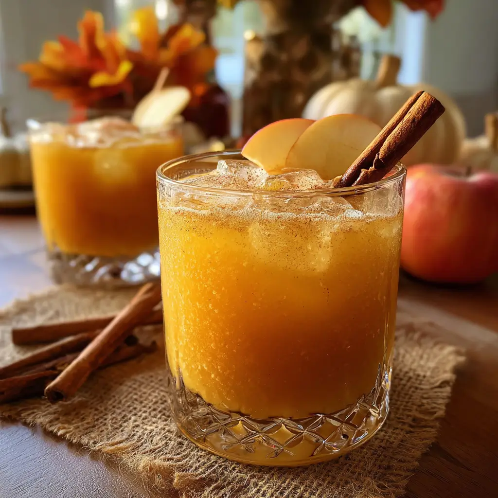 Frozen Pumpkin Juice: Sweet 5-Minute Healthy Fall Drink 4 Frozen pumpkin juice served over ice with cinnamon and apple slices