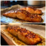 Hot Honey Glazed Salmon Sheet Pan – Sweet & Spicy in One Pan 6 Hot Honey Glazed Salmon Sheet Pan with glossy glaze, golden caramelization, and tender oven-baked salmon