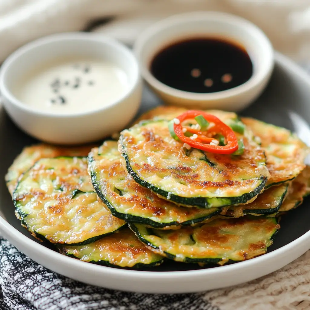 Korean Zucchini Pancakes (Hobak Jeon): 5 Surprising Reasons They’re a Healthy Hit 9 Served Korean Zucchini Pancakes (Hobak Jeon) with dipping sauces