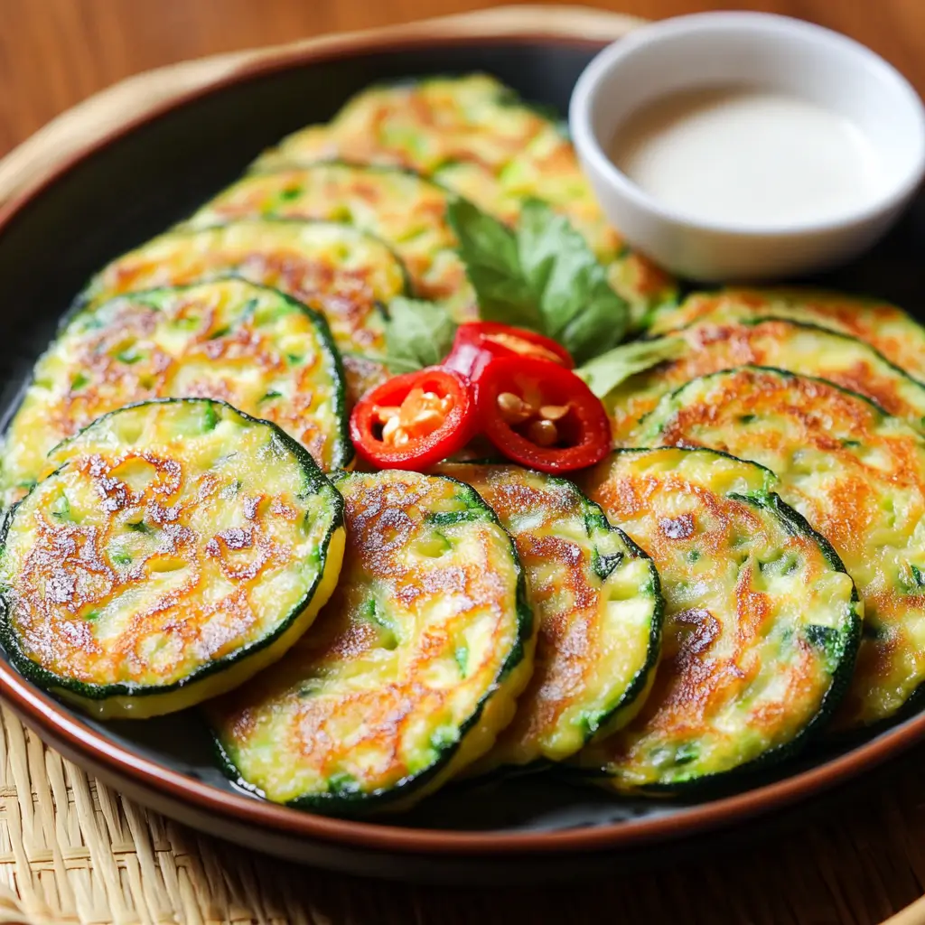 Korean Zucchini Pancakes (Hobak Jeon): 5 Surprising Reasons They’re a Healthy Hit 5 Korean Zucchini Pancakes (Hobak Jeon) on ceramic plate