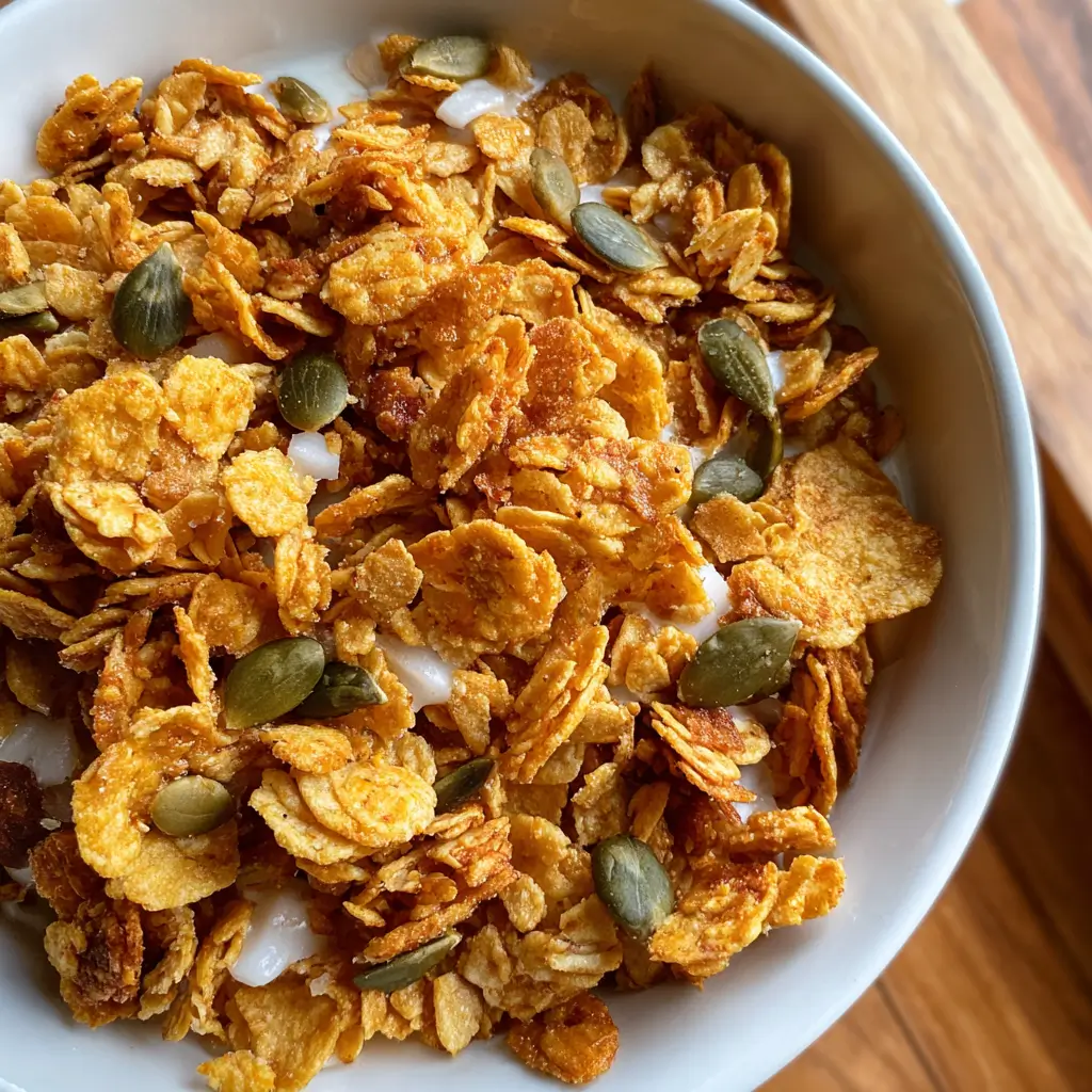 Pumpkin Cereal – Crave-Worthy 5-Minute Crunchy Recipe You’ll Love 5 Close-up of crunchy pumpkin cereal with seeds in a white bowl