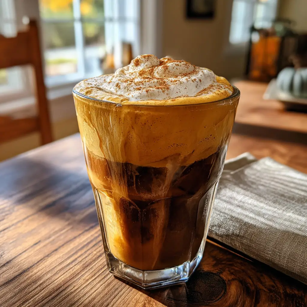 Pumpkin Cream Cold Brew – 5-Minute Recipe You’ll Love 8 glass of pumpkin cream cold brew with thick whipped foam and cinnamon dusting