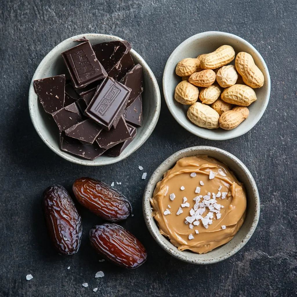5-Ingredient Snickers Date Bites – Better Than Candy | 5-Minute Treat 9 ngredients for 5-Ingredient Snickers Date Bites