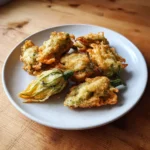 Stuffed Zucchini Blossoms – 5-Step Crispy Summer Delight 6 Stuffed zucchini blossoms filled with creamy cheese, lightly fried until golden brown