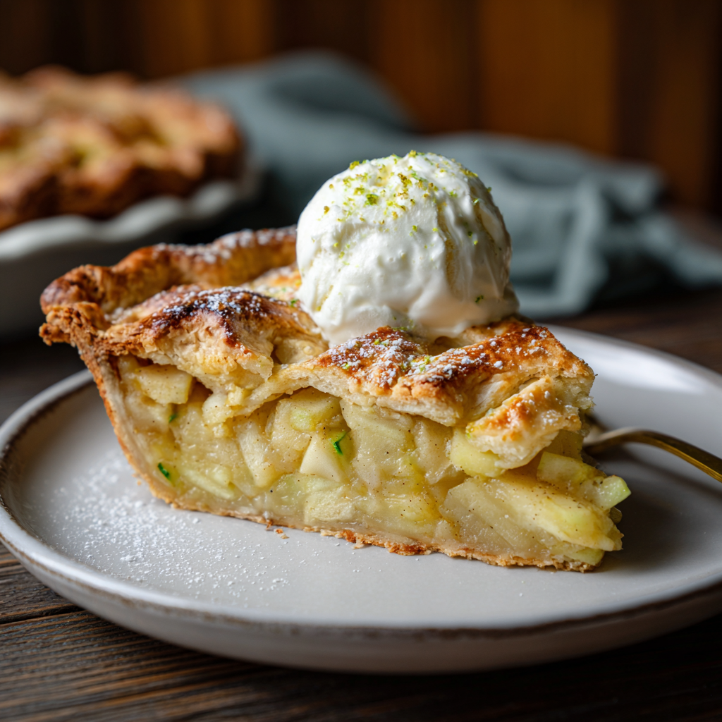 Zucchini Apple Pie: 1 Irresistible and Easy Dessert Win 6 Zucchini apple pie slice with vanilla ice cream and flaky crust