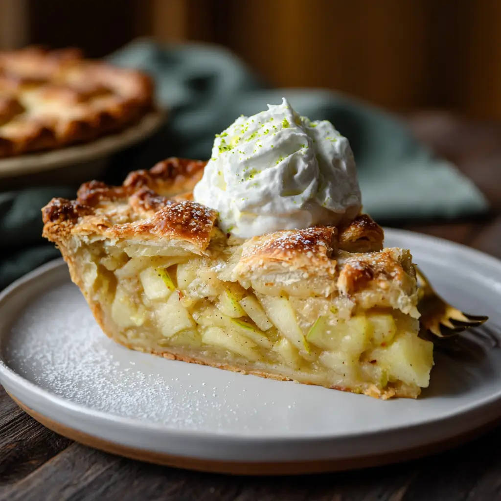 Zucchini Apple Pie: 1 Irresistible and Easy Dessert Win 9 Golden slice of zucchini apple pie topped with whipped cream