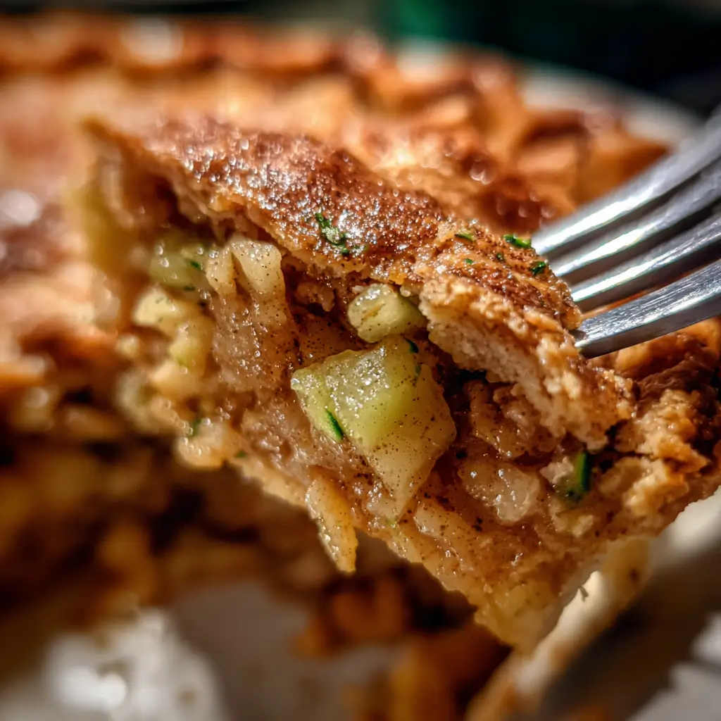 Zucchini Apple Pie: 1 Irresistible and Easy Dessert Win 8 Close-up of zucchini apple pie slice showing spiced filling