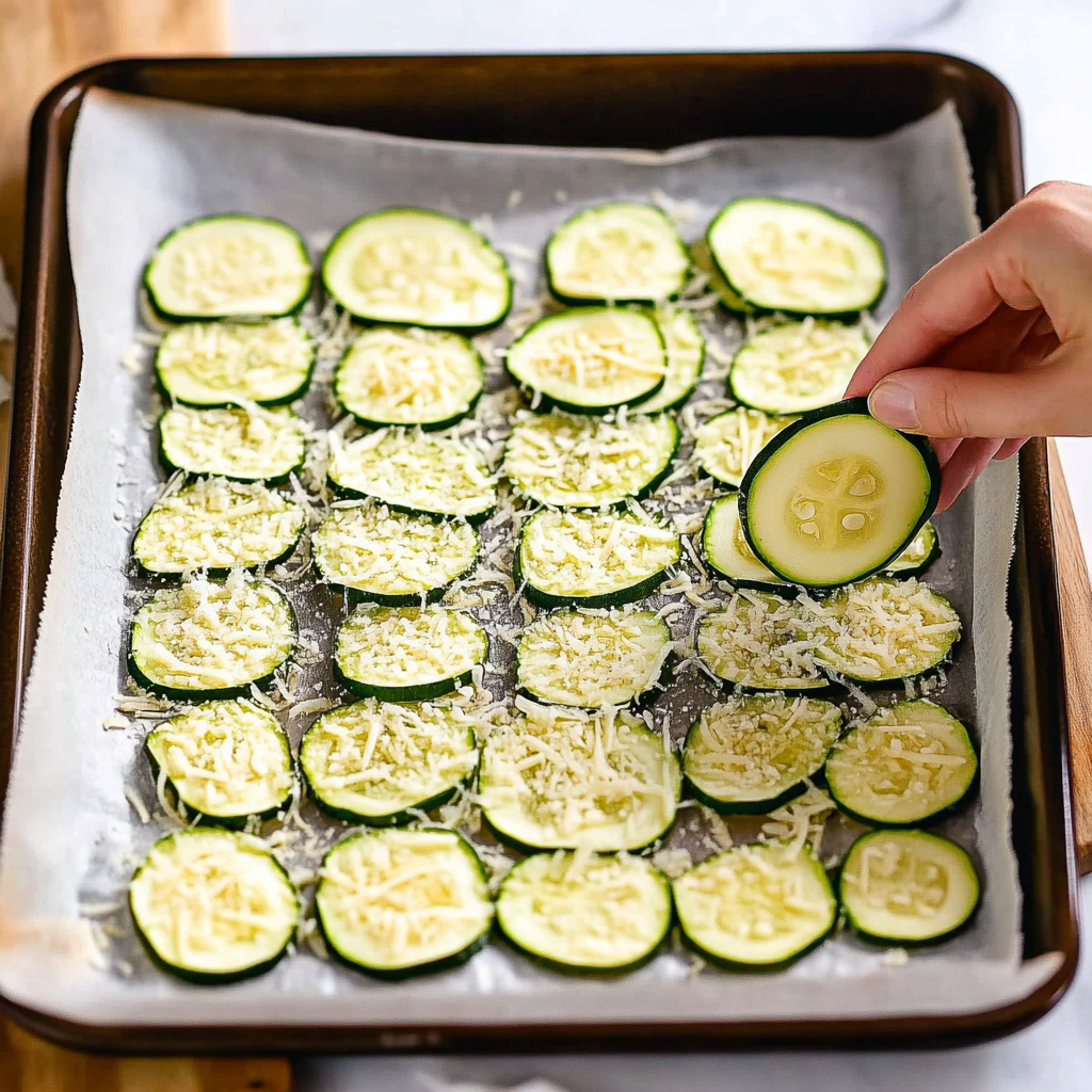 Zucchini Cheese Wraps – Easy, Low-Carb, Crispy Delight in 25 Min 7 Laying zucchini slices on shredded cheese base