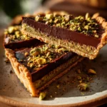 Chocolate Pistachio Desserts – Simple Recipe, Spectacular Results 6 Chocolate pistachio tart with silky ganache and crushed pistachios on top