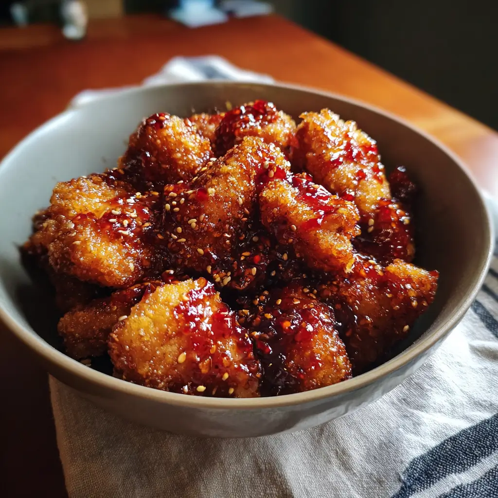Crispy Sweet Chili Chicken | Unbelievably Easy & Addictive 7 Crispy sweet chili chicken glazed in homemade sauce, topped with sesame seeds and green onions