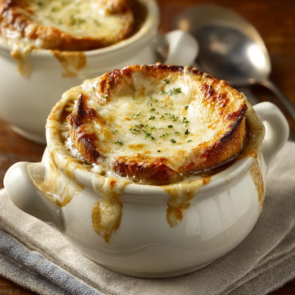 Lazy French Onion Soup – Easy 1-Pot Recipe With Rich Flavor 5 Homemade lazy French onion soup with caramelized onions, toasted bread, and melted Gruyère cheese