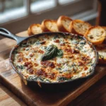 Marry Me Dip: The Addictive Cheesy Appetizer You’ll Love Forever 6 Baked Marry Me Dip in a skillet with melted cheese, spinach, and sun-dried tomatoes