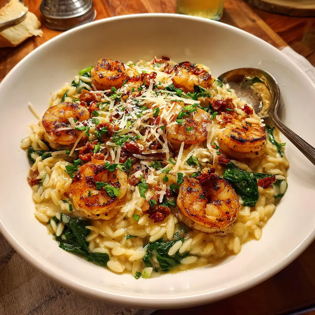 Marry Me Shrimp Orzo Recipe: Quick, Creamy, and Unbelievably Good 5 Creamy Marry Me Shrimp Orzo with juicy shrimp, spinach, and sun-dried tomatoes in a rustic white bowl