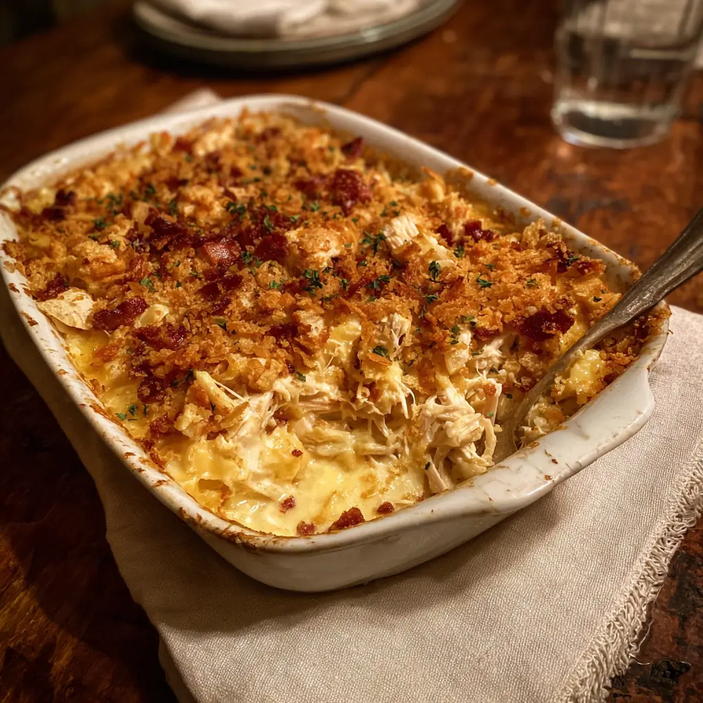 Neiman Marcus Chicken Casserole – Rich Flavor, Easy Bake 5 Golden Neiman Marcus Chicken Casserole with creamy filling and buttery Ritz topping