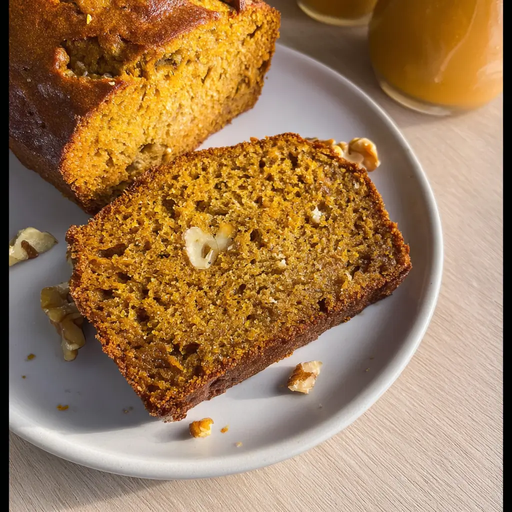Best Pumpkin Banana Bread – Ultimate Cozy Fall Recipe 7 Slice of best pumpkin banana bread showing moist texture and walnuts