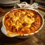 Tomato Soup and Grilled Cheese Casserole | So Easy and Delicious 6 Tomato soup and grilled cheese casserole with melted cheddar, toasted bread cubes, and a golden, bubbly top