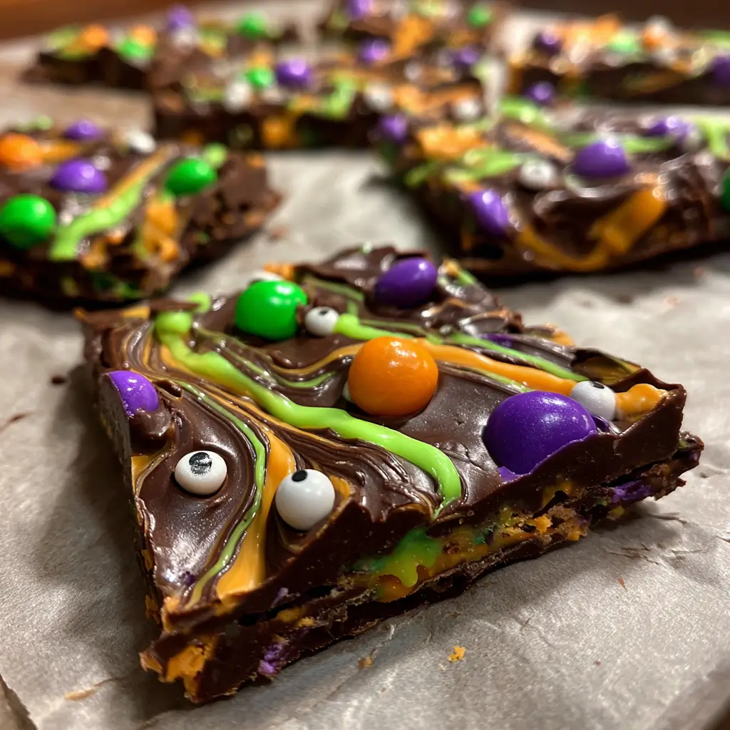 creepy crunchy monster candy bark