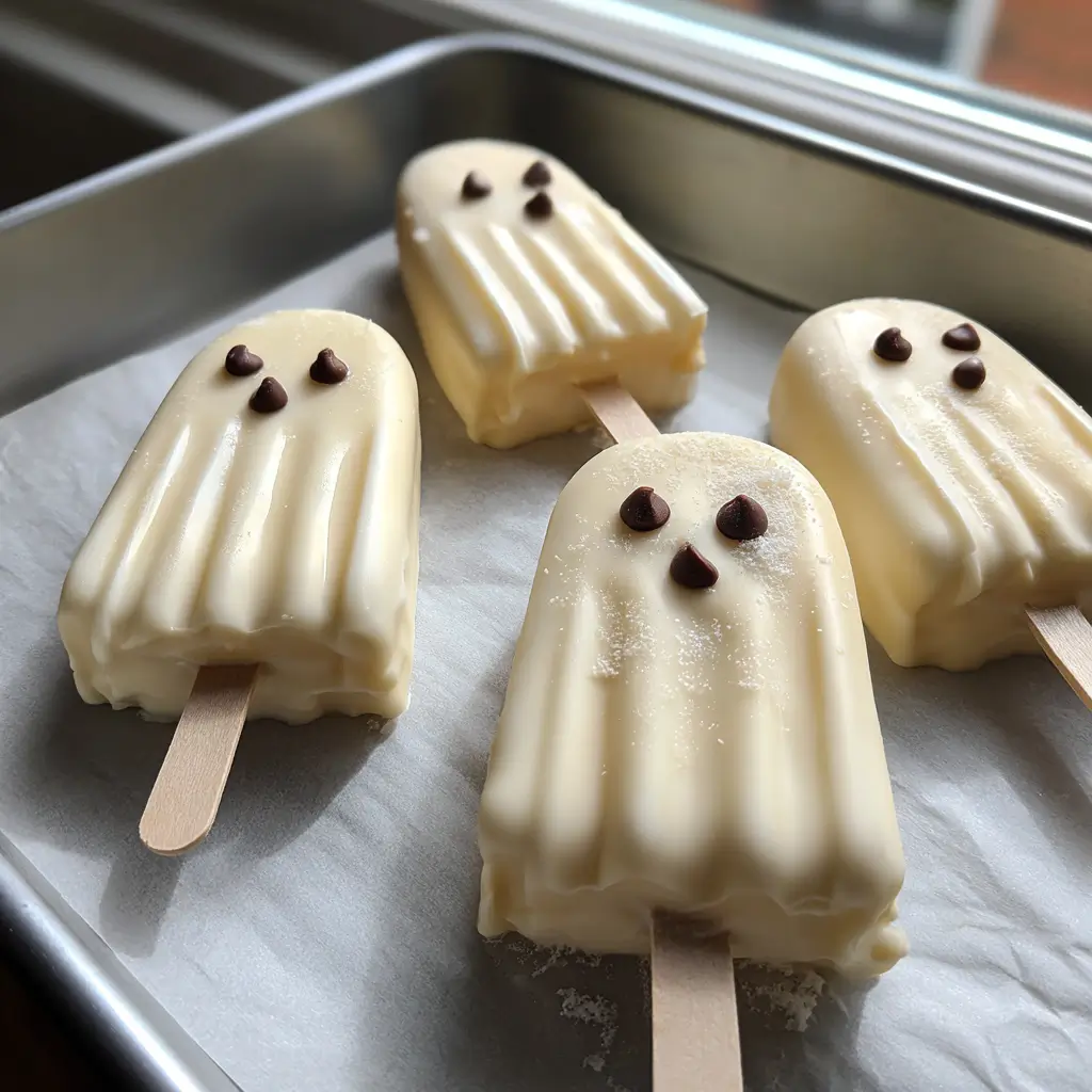 frozen chocolate banana ghost pops