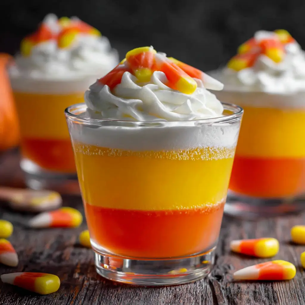 halloween candy corn jello cups