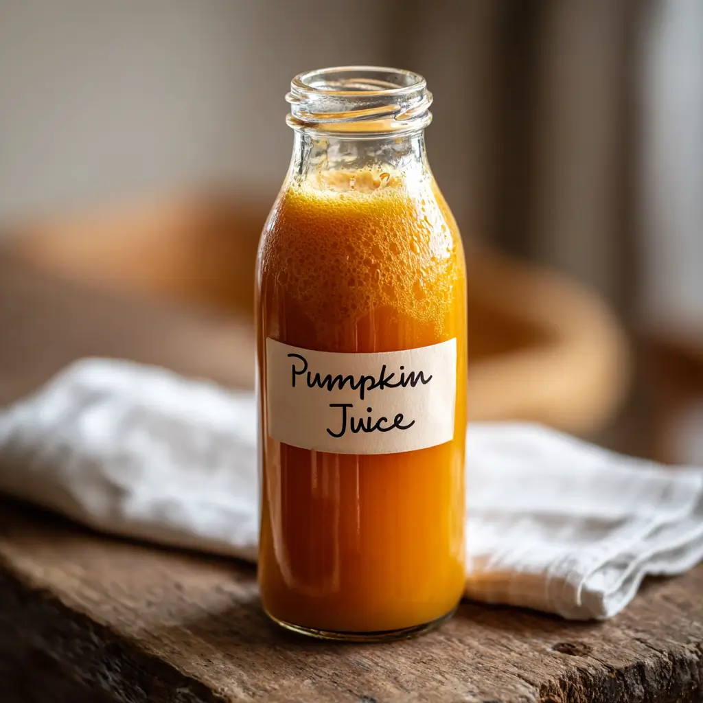 Harry Potter Pumpkin Juice Copycat – Magical Fall Drink You’ll Love 4 Harry Potter Pumpkin Juice Copycat in a glass bottle with frothy top and amber glow