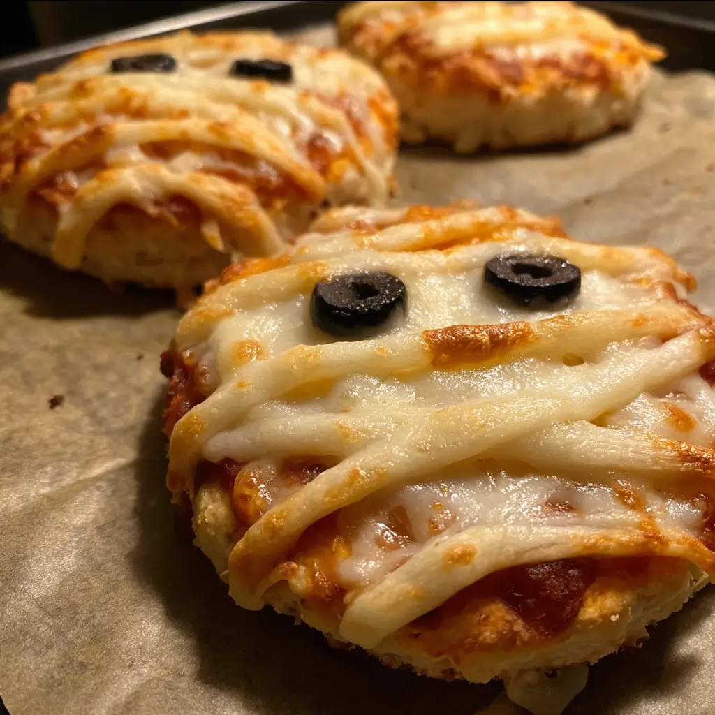 Mummy Mini Pizzas – Spooky, Cheesy & Kid-Friendly Halloween Treat 8 mummy mini pizzas recipes