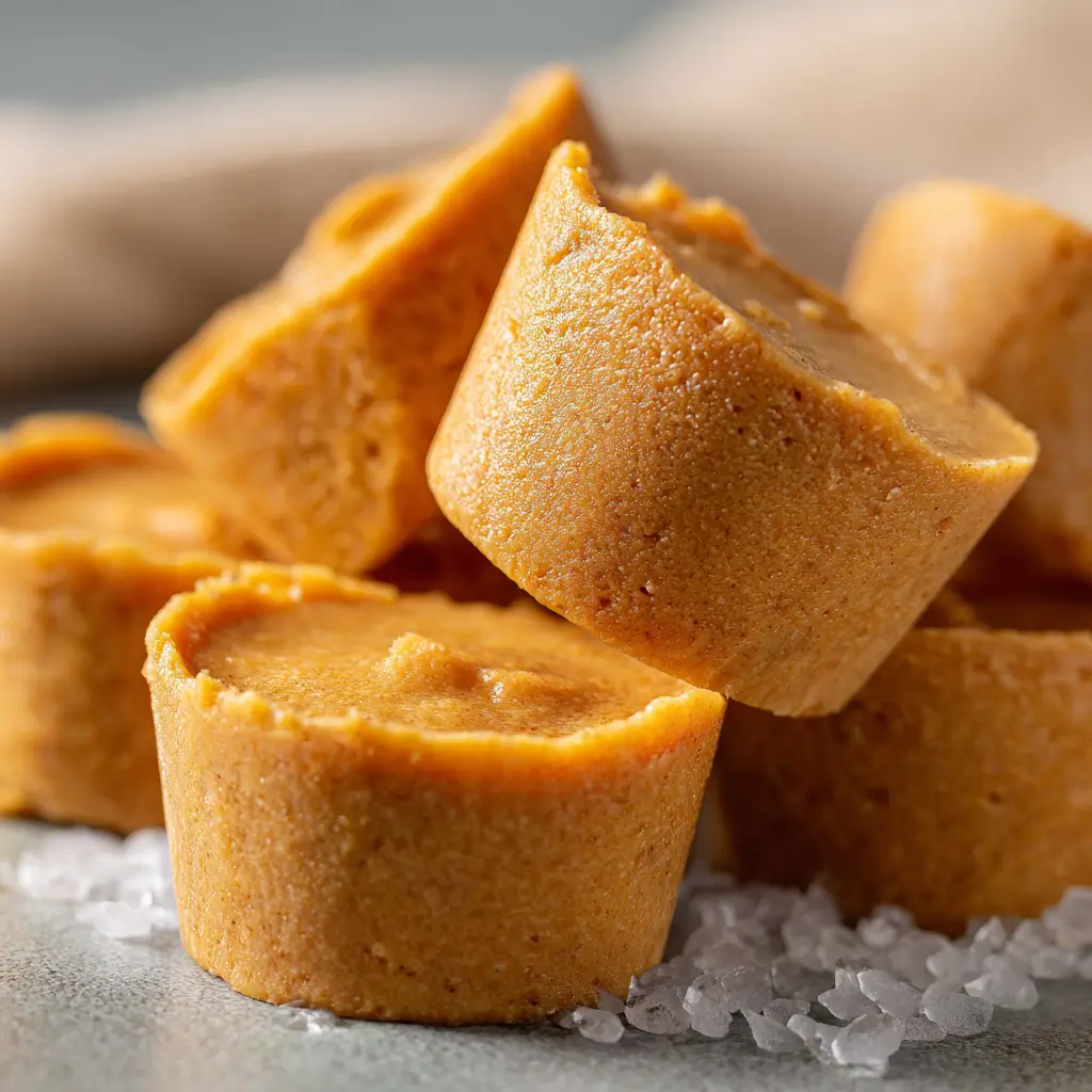 Pumpkin Apple Treats: Easy Frozen Fall Snack for All Ages 4 Pumpkin Apple Treats in silicone molds with creamy frozen texture and light orange color, styled as a cozy fall snack