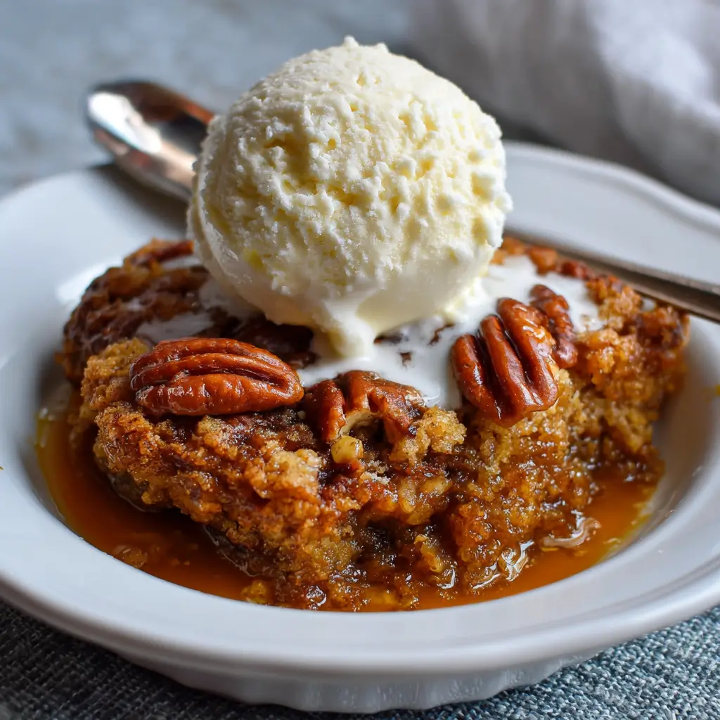 Pumpkin Pecan Cobbler – The Ultimate Cozy Fall Dessert You’ll Love 5 Homemade Pumpkin Pecan Cobbler with spiced pumpkin cobbler filling and golden pecan cobbler topping served warm