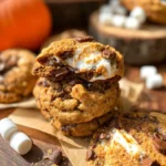 Pumpkin S'mores Cookies – The Ultimate Fall Treat for Every Sweet Tooth 7 Freshly baked Pumpkin S'mores Cookies with gooey marshmallows, melty chocolate chips, and graham cracker crumbs — soft pumpkin cookies and fall cookies favorite