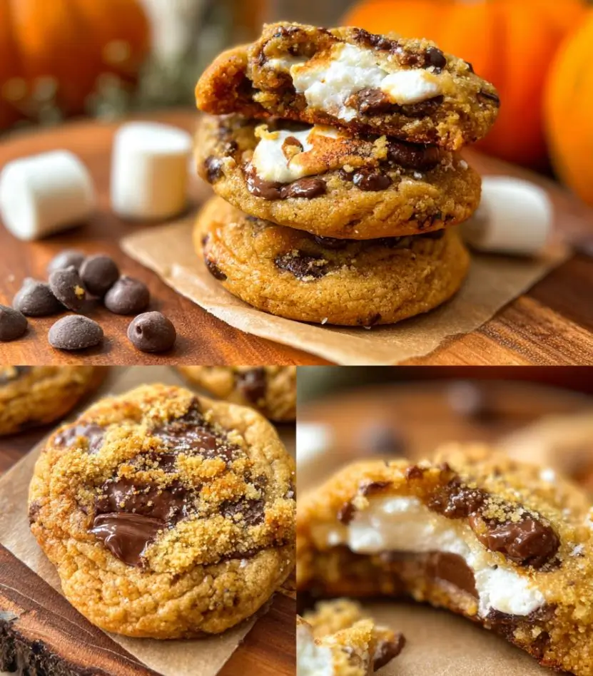 Pumpkin S'mores Cookies – The Ultimate Fall Treat for Every Sweet Tooth 6 Homemade Pumpkin S'mores Cookies with gooey marshmallows, rich chocolate chips, and graham crackers — soft pumpkin cookies perfect for fall cookies season