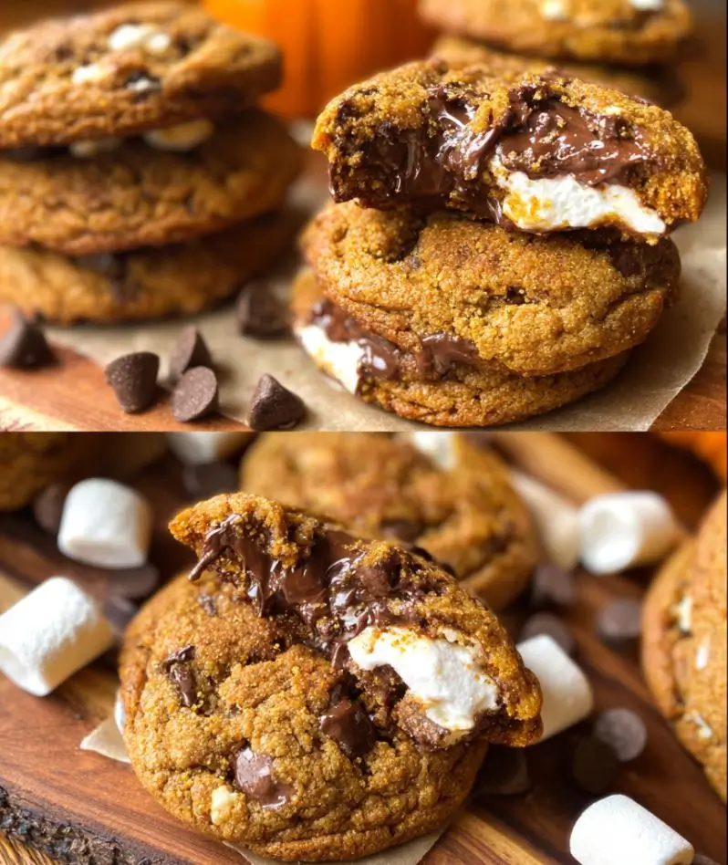 Pumpkin S'mores Cookies – The Ultimate Fall Treat for Every Sweet Tooth 5 Homemade Pumpkin S'mores Cookies with marshmallows, chocolate chips, and graham crackers, the perfect pumpkin cookies for fall