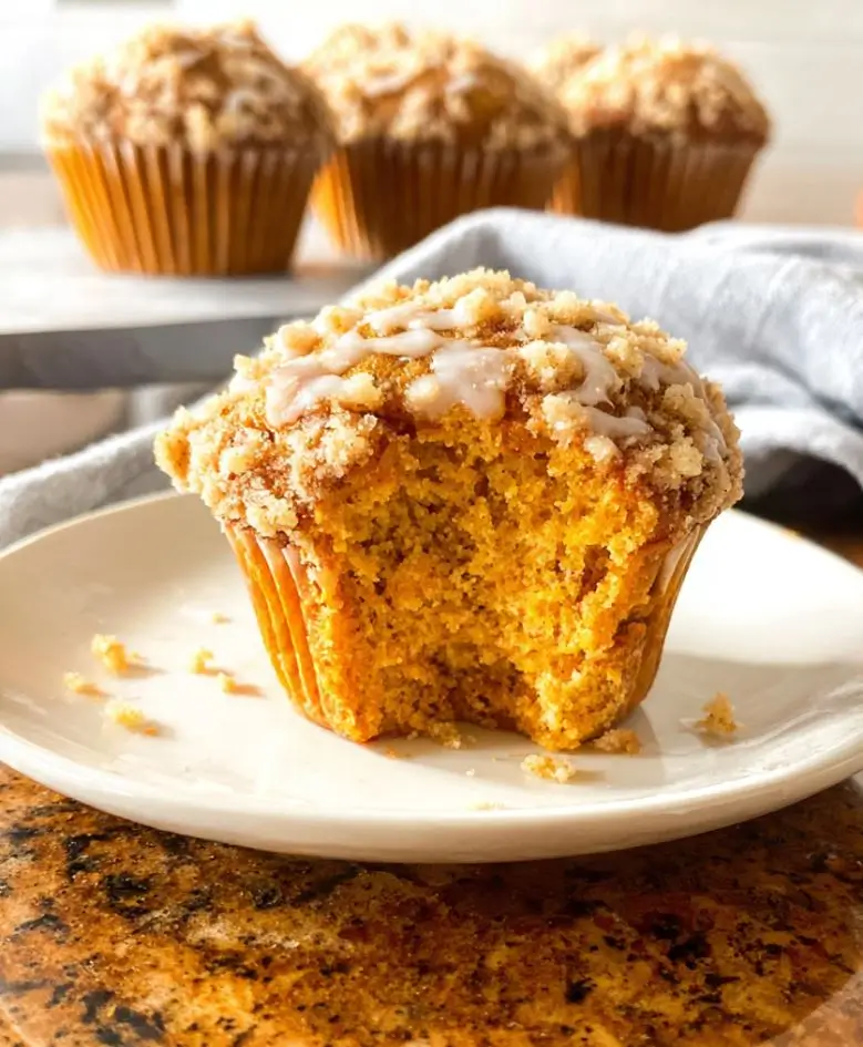 Pumpkin Streusel Muffins – Bakery-Style Fall Favorite in 30 Minutes 5 Freshly baked pumpkin streusel muffins with buttery cinnamon crumb topping – pumpkin muffins, pumpkin crumb muffins