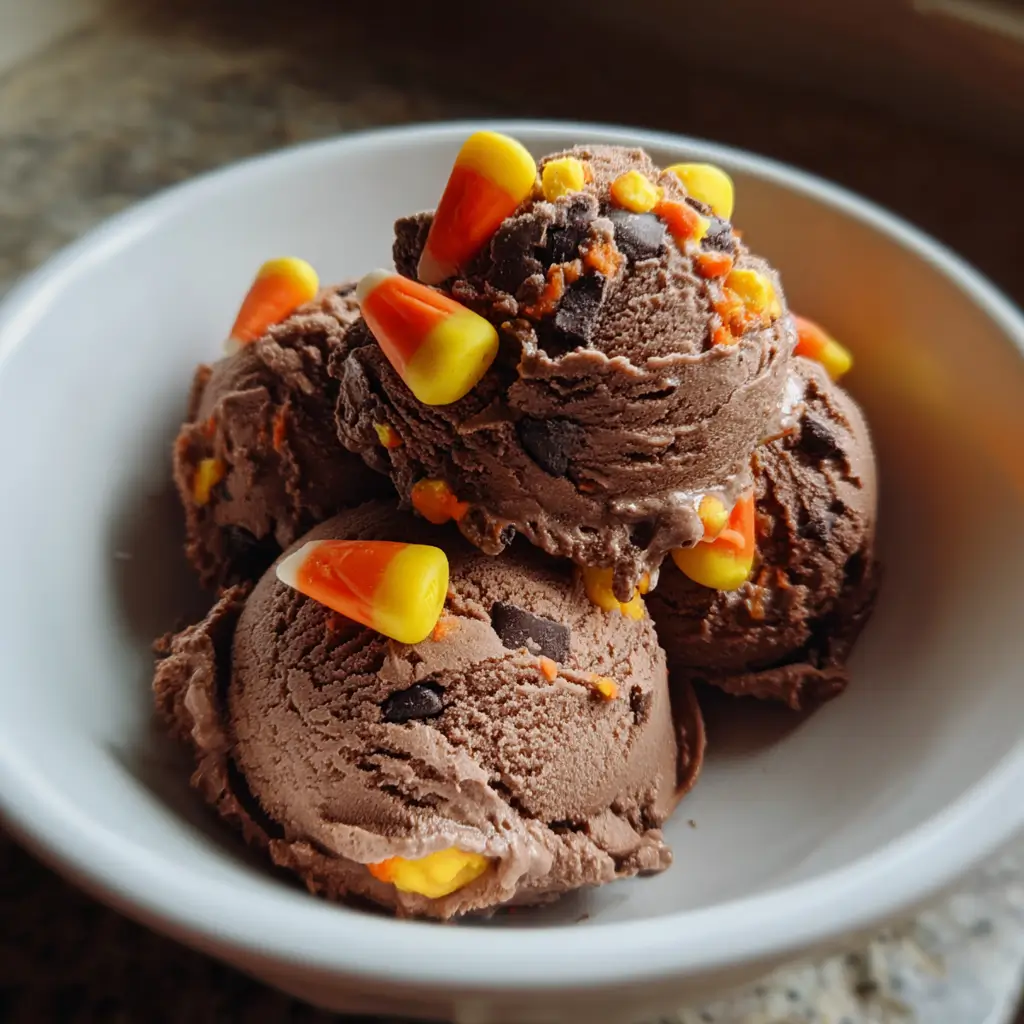 Dark Chocolate Halloween Gelato with Candy Corn Crunch – Creamy, and Irresistible 8 dark chocolate halloween gelato recipe