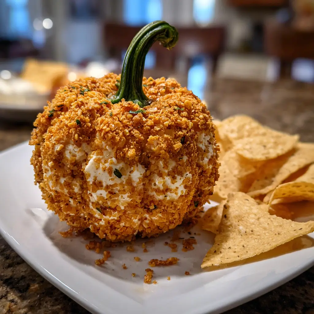 Pumpkin Shaped Cheese Ball – Creamy, Crunchy & Fun to Serve 8 pumpkin shaped cheese bal recipe