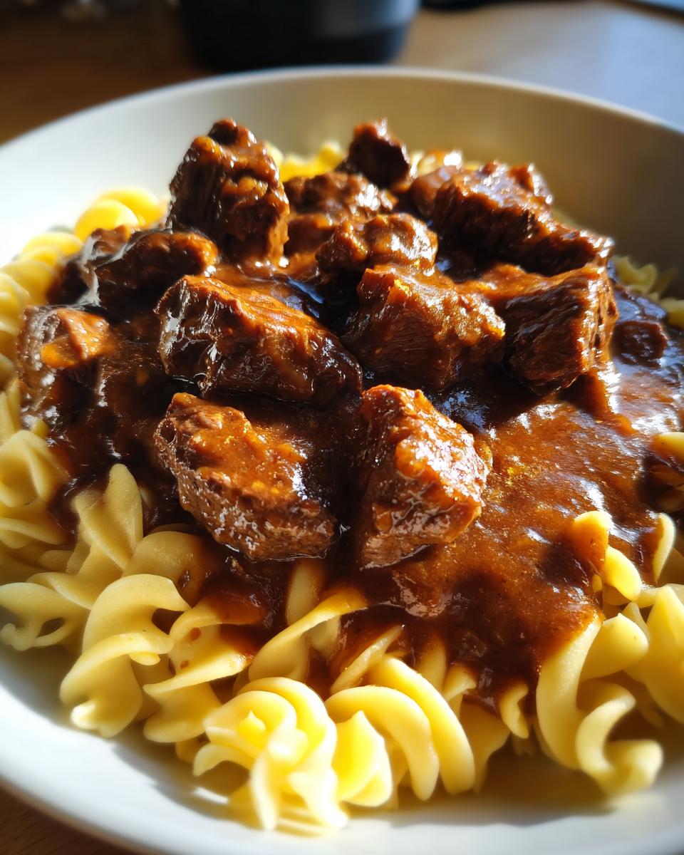 Beef Tips with Gravy over Noodles - detail 1