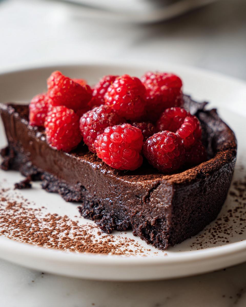 2-Step Flourless Chocolate Torte with Raspberries – Rich Bliss 10 Flourless Chocolate Torte with Raspberries - detail 4