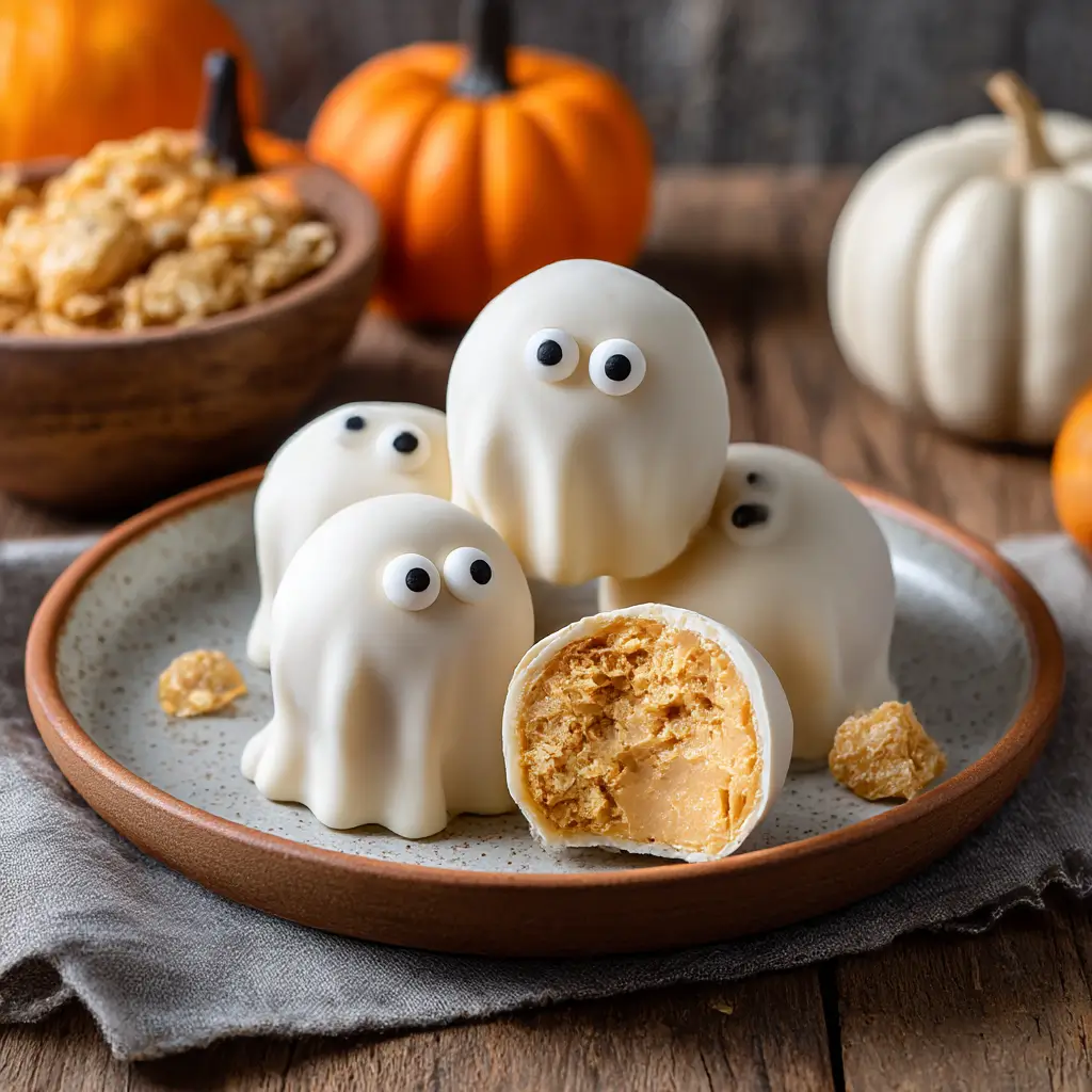 Ghostly Peanut Butter Balls