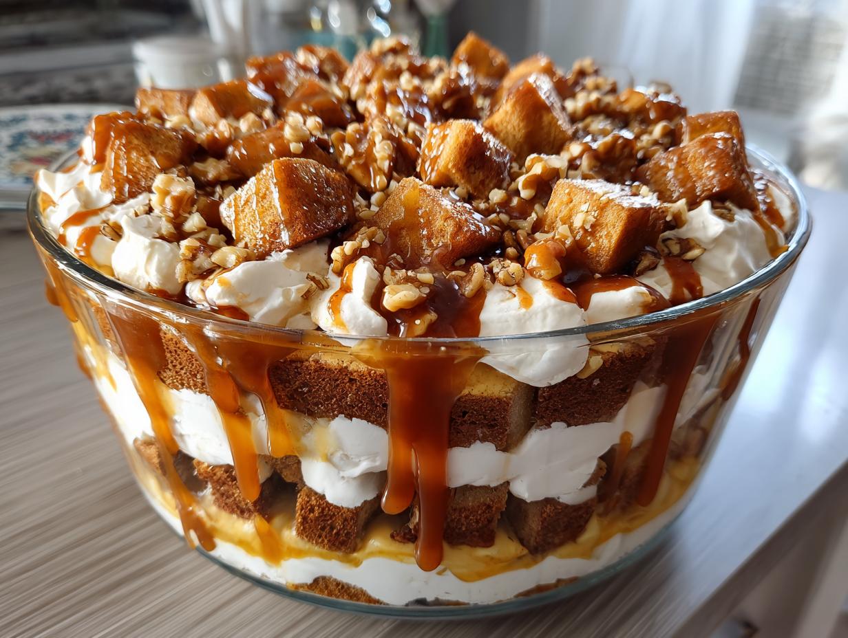 Gingerbread Trifle with Toasted Walnuts