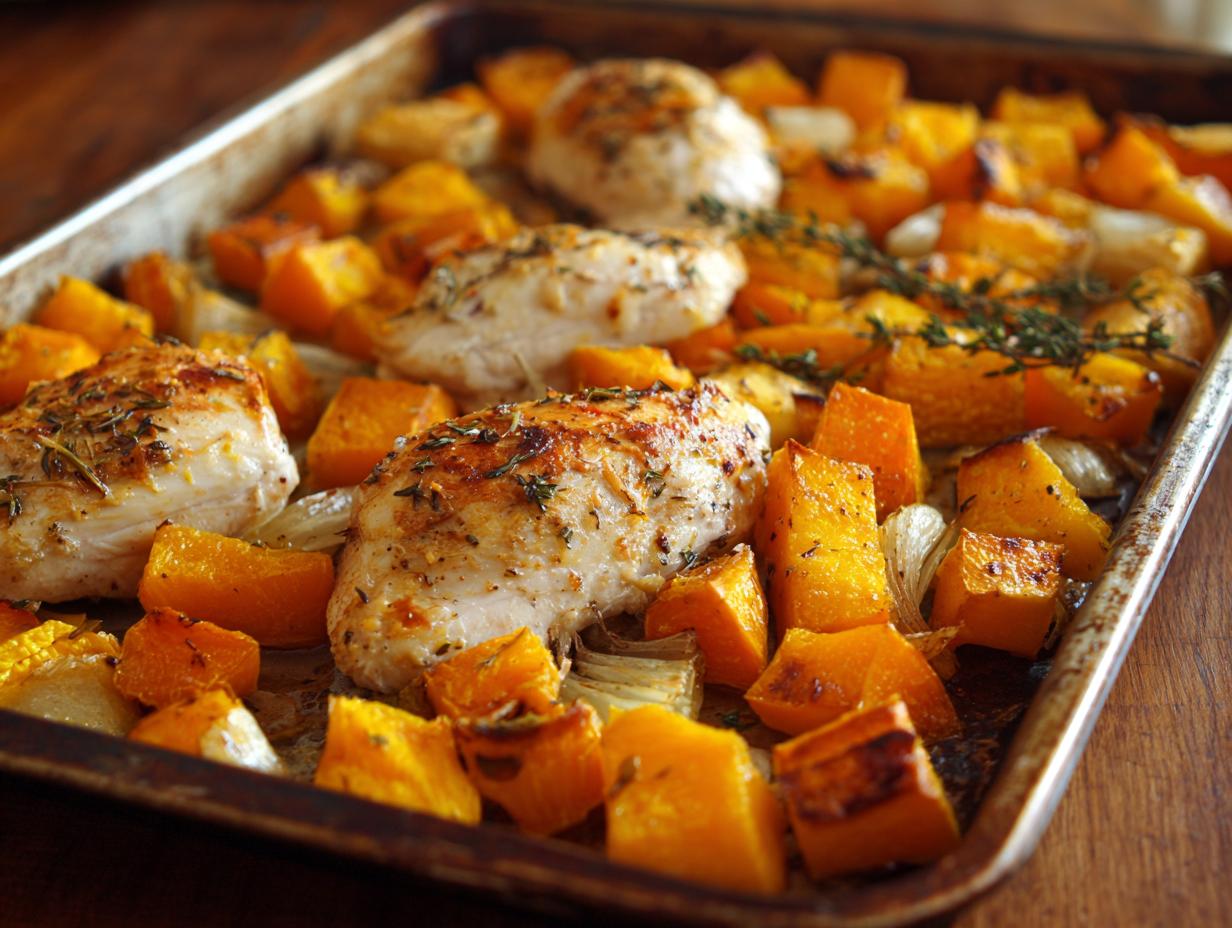 4-Ingredient Sheet Pan Autumn Chicken with Squash and Apples for Effortless Comfort 5 Sheet Pan Autumn Chicken with Squash and Apples