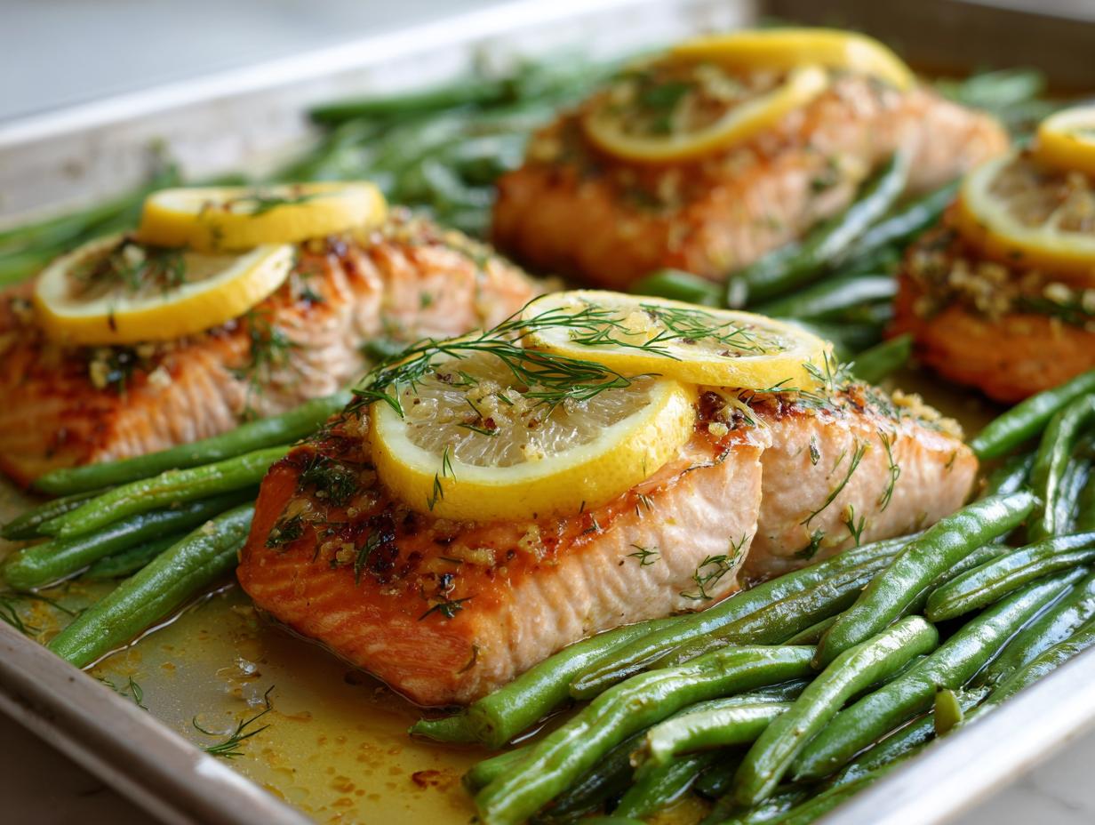 Sheet Pan Lemon-Dill Salmon and Green Beans
