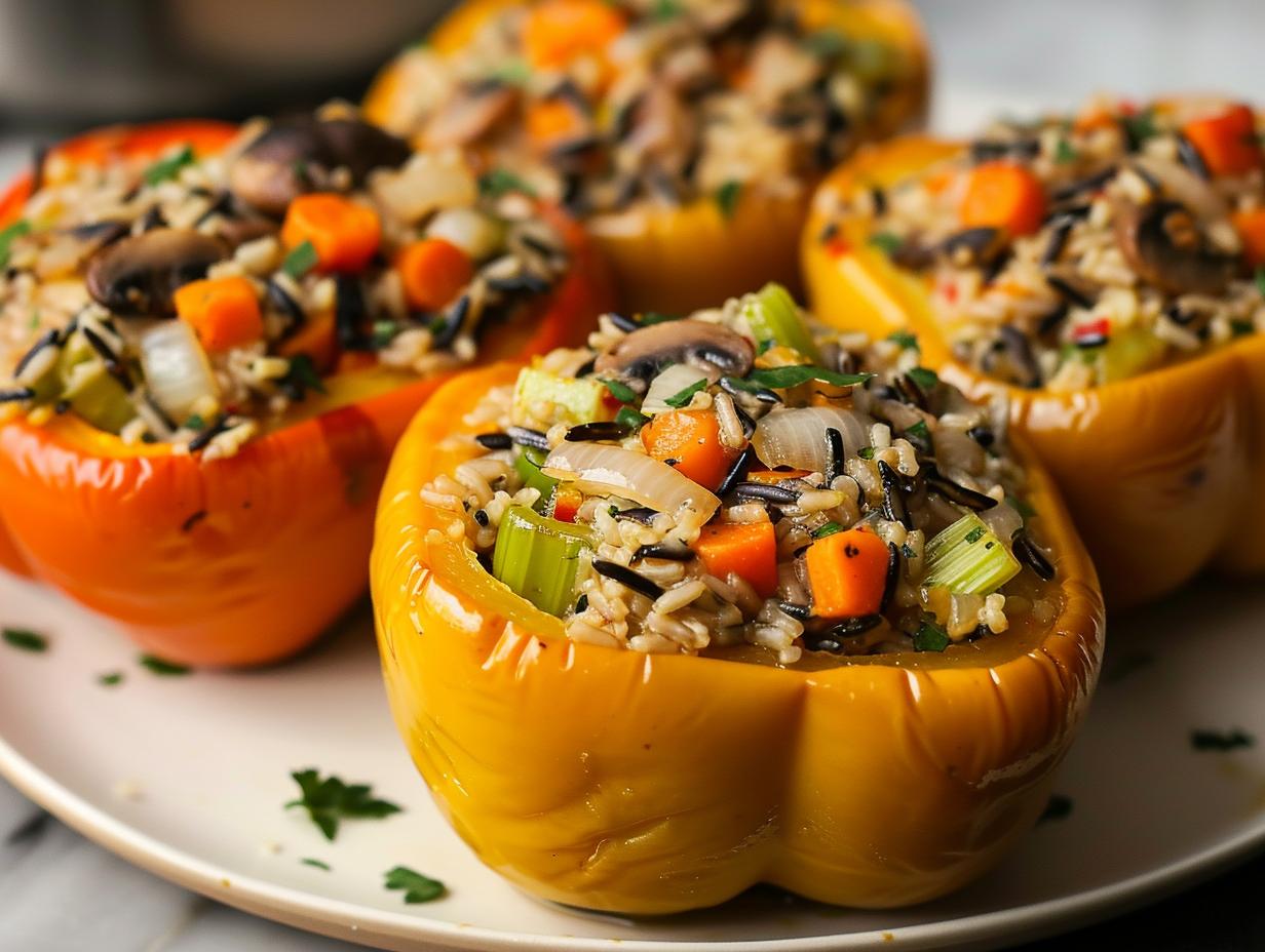 Vegan Stuffed Peppers with Wild Rice